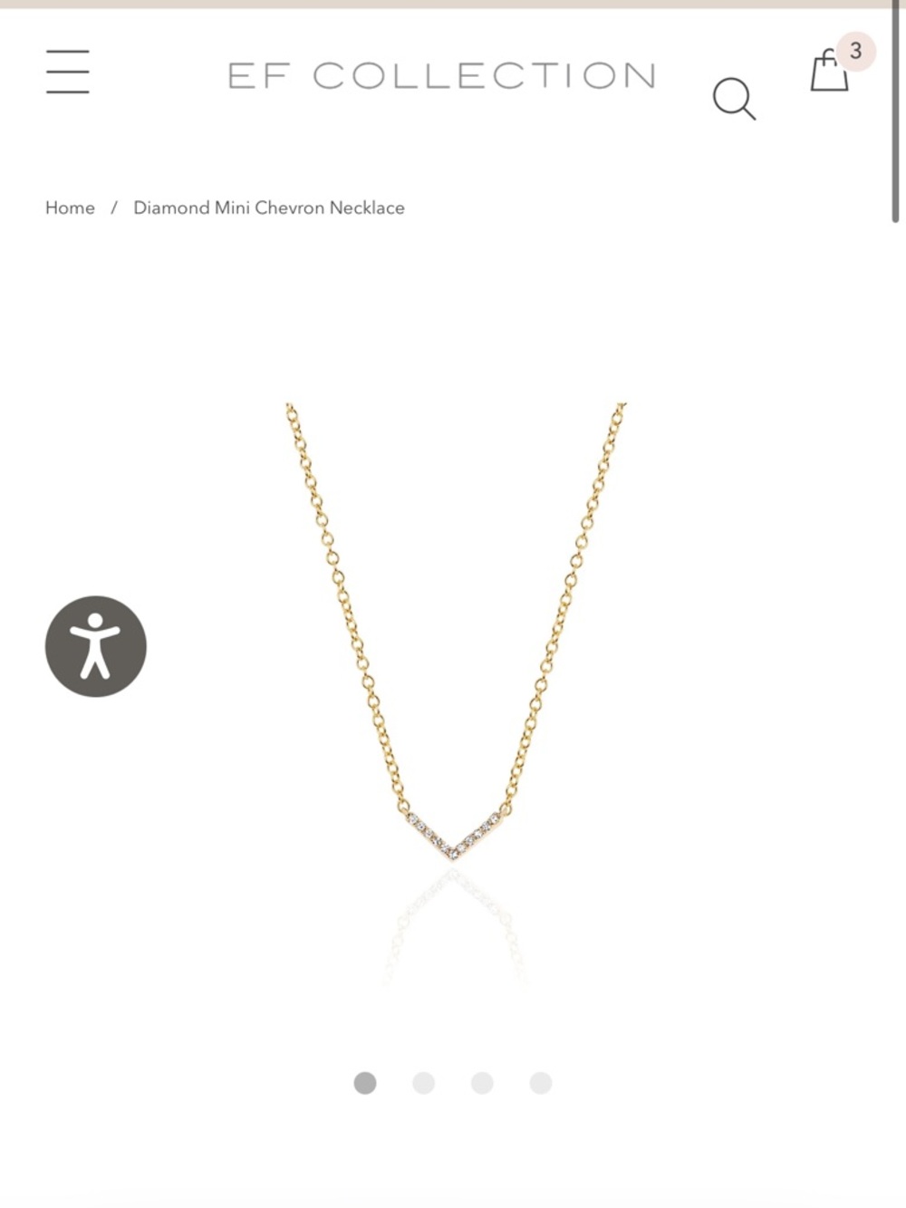 EF Collection Yellow Gold Chevron Necklace with Pavé Diamonds